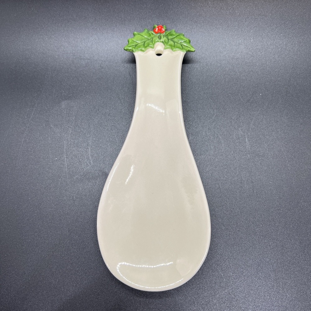 Vintage Otagiri Spoon Rest Christmas Holly‎ And Berries Mistletoe